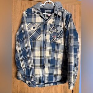 NFL New England Patriots Mens Small Hooded Heavy Blue Flannel Quilted Jacket NWT